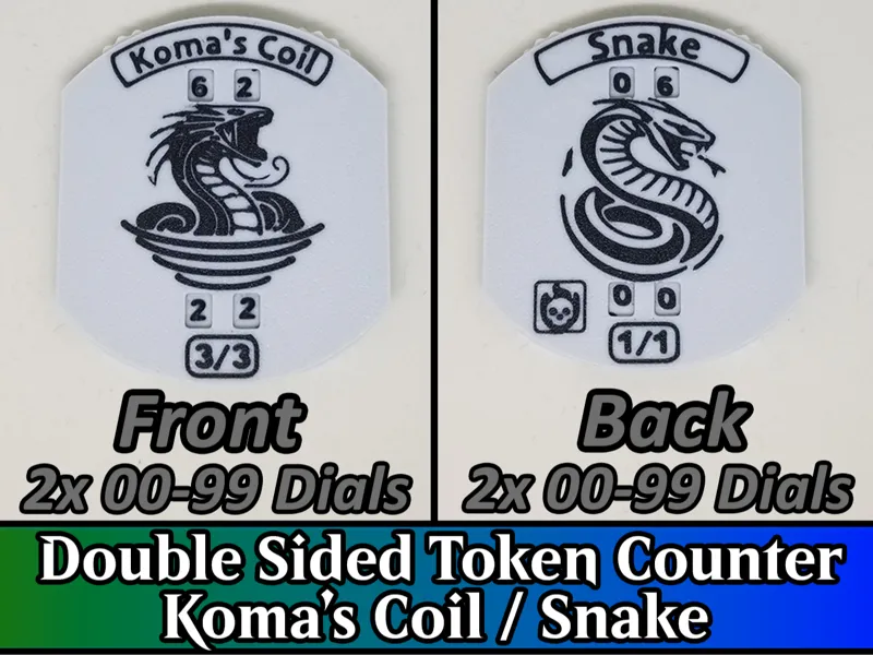 Double Sided MTG Token Counter Snake / Koma's Coil