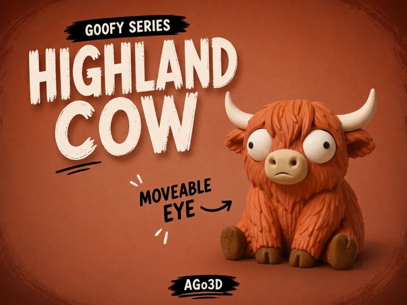Goofy series – HIGHLAND COW Movable Eyes NOAMS
