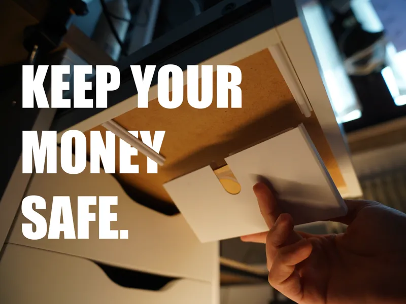 Under Drawer Secret Cash Stash Box