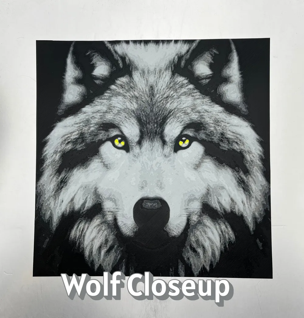 Wolf Closeup Hueforge by jc unboxed MakerWorld: Download Free 3D Models