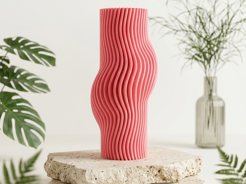 Flowing Organic Ribbed Vase. 