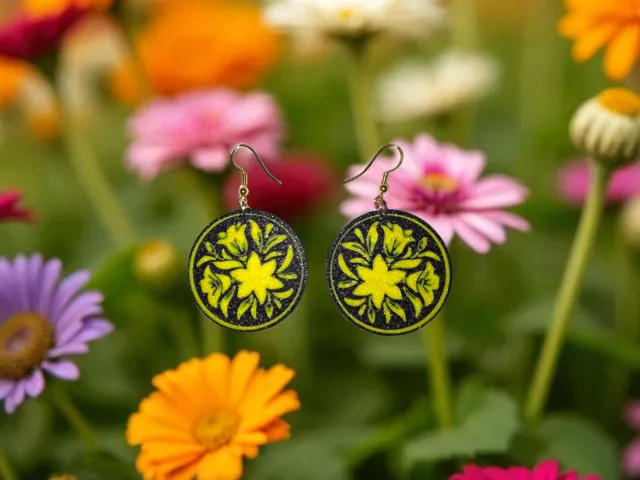 Circle flowers earrings