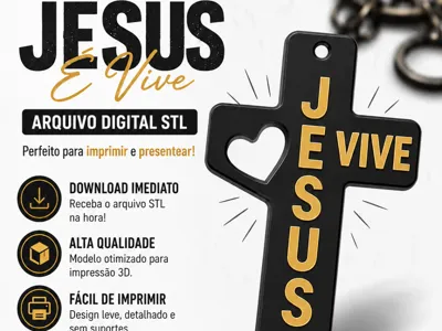 Keychain with Cross Jesus Lives