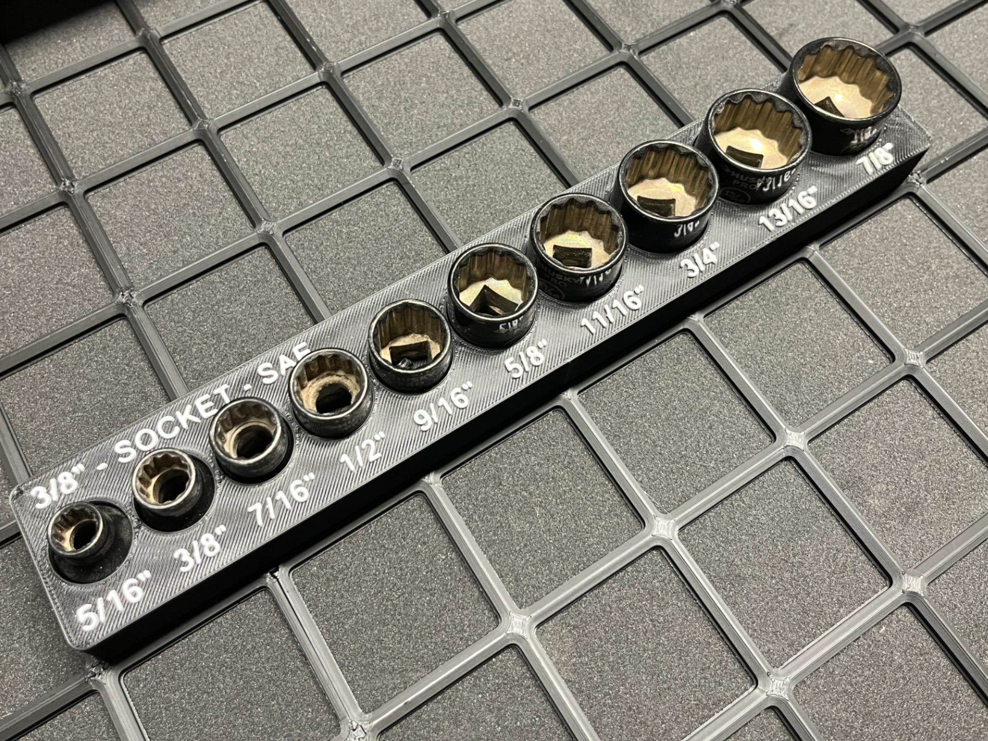 3/8" Drive - Imperial Socket Tray - Gridfinity