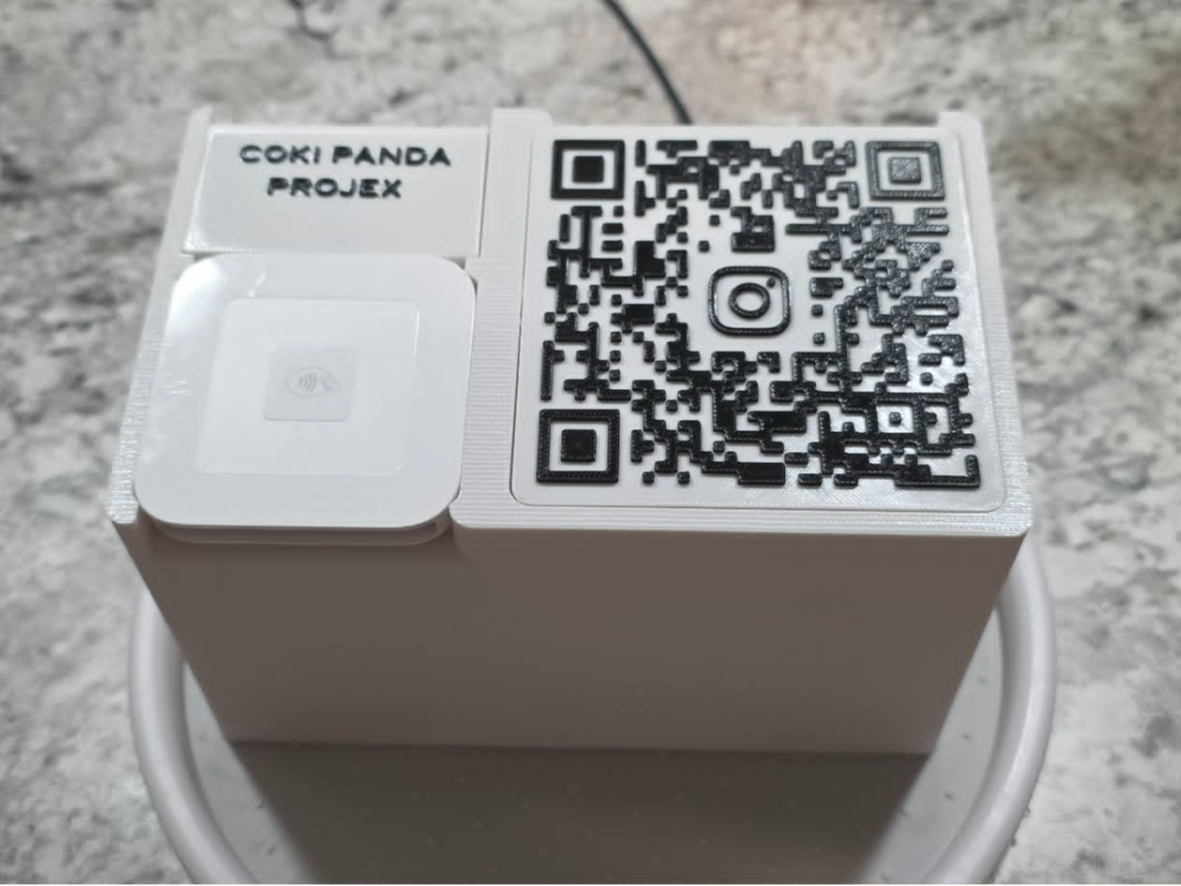 Square Card Reader Pedestal with 100mm QR Code