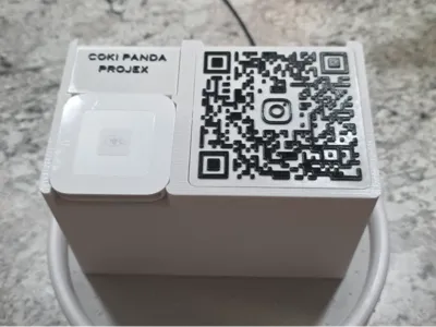 Square Card Reader Pedestal with 100mm QR Code