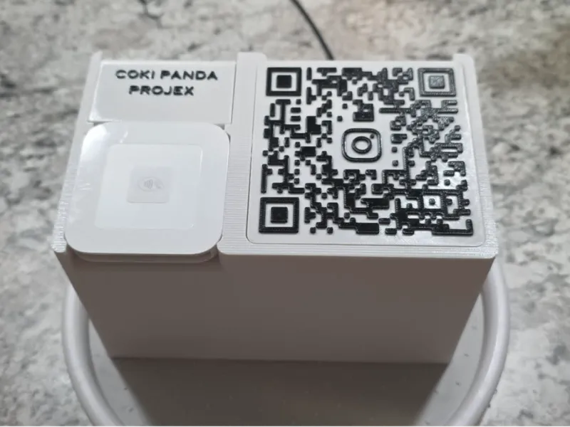 Square Card Reader Pedestal with 100mm QR Code