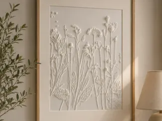 Botanical Silhouette Bas-Relief Wall Art