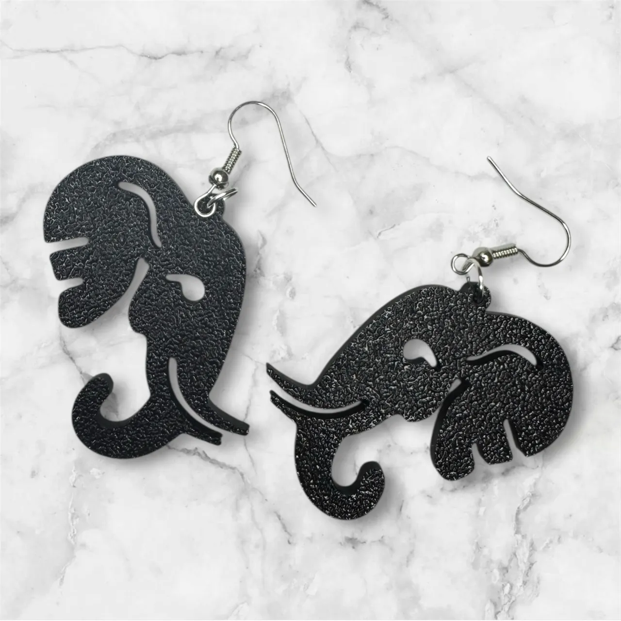 Elephant Silhouette Earrings – Elegant Animal view 2