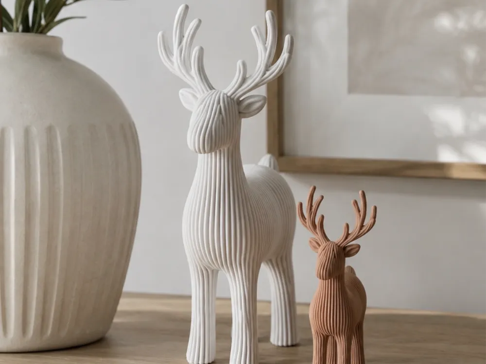 Figura decorativa: Nordic ribbed deer - Scandinavian Reindeer Decor. Referencia del modelo original.