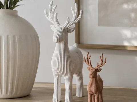 Figura decorativa: Nordic ribbed deer - Scandinavian Reindeer Decor — referencia de MakerWorld