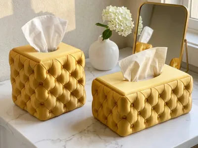 Modern Tufted Tissue Box Cover Square Rectangular