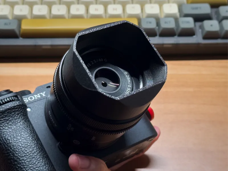 Square Lens Hood & Cap for Sony 40mm f2.5