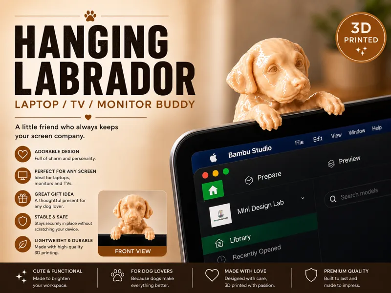 Hanging Labrador - Monitor/Laptop/TV Buddy