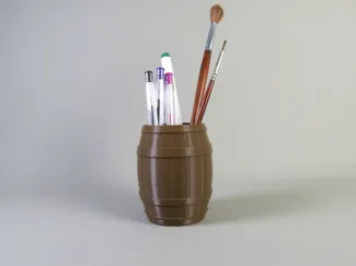 Wooden Beer Barrel Pen Holder