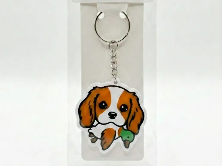 Keychain: Cavalier King Charles Spaniel with Duck