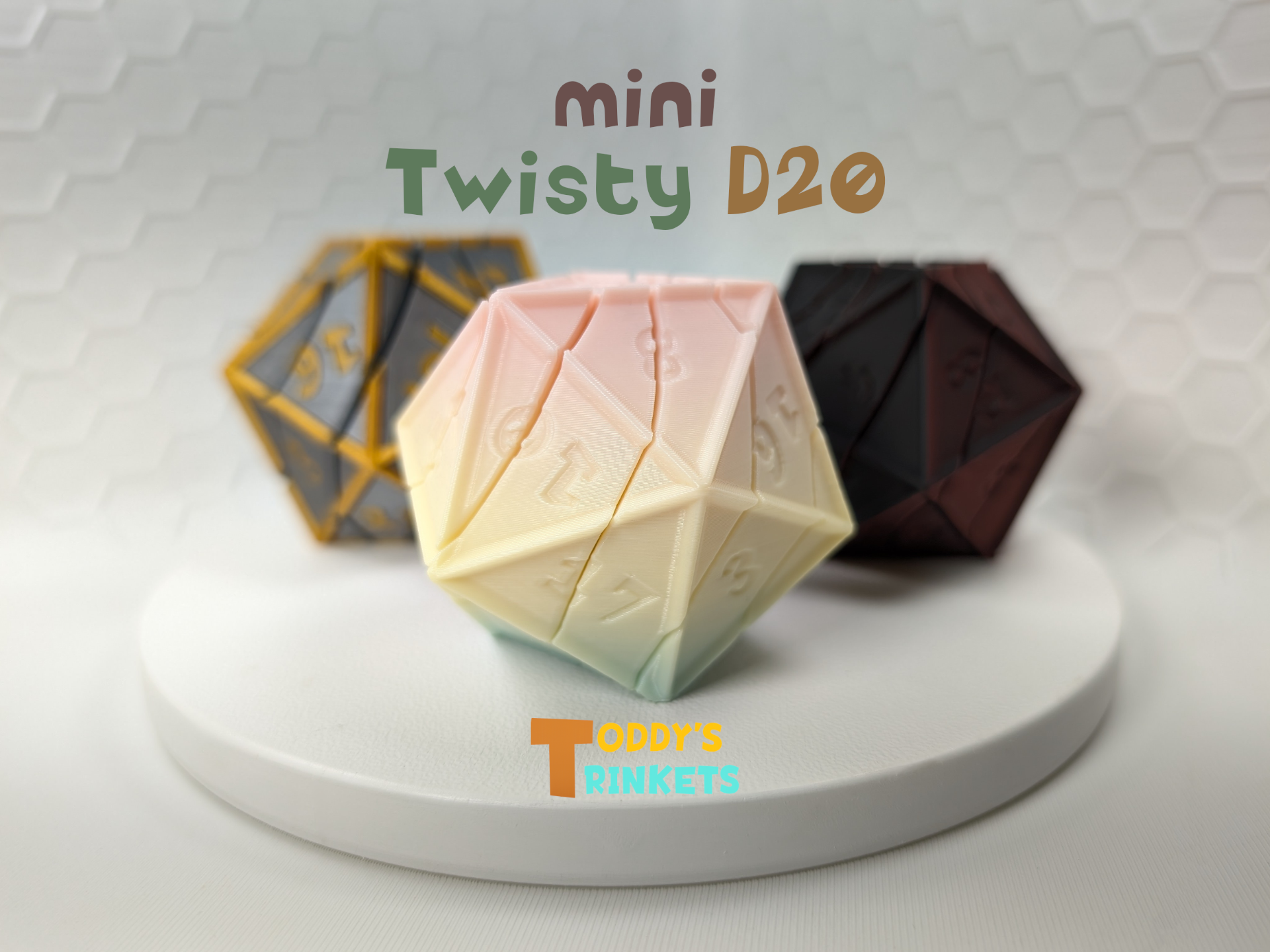 mini Twisty D20 Dice (10 Slices)