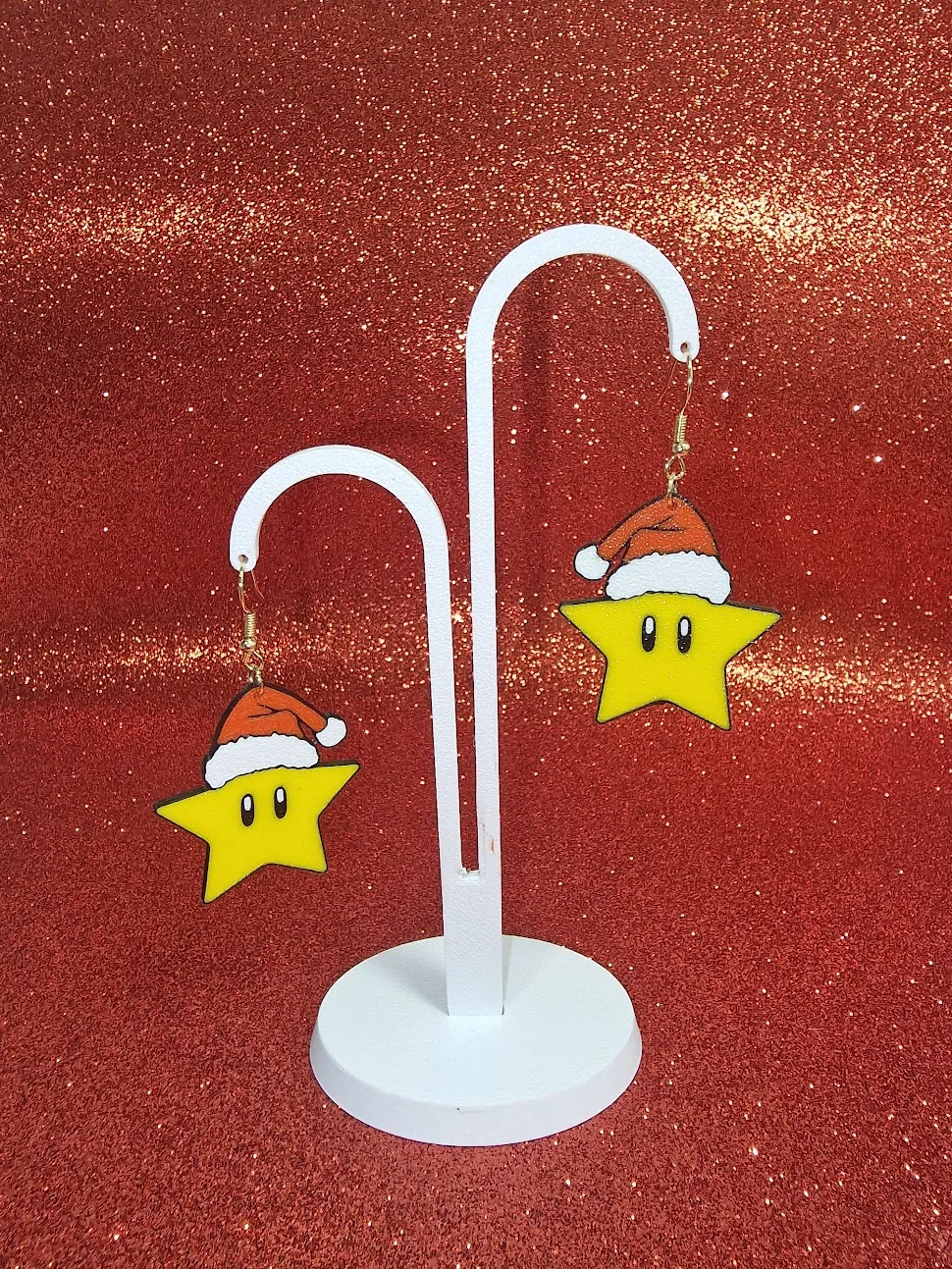 Christmas Super Mario Star earrings view 3
