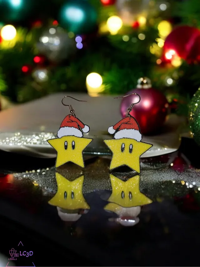 Christmas Super Mario Star earrings