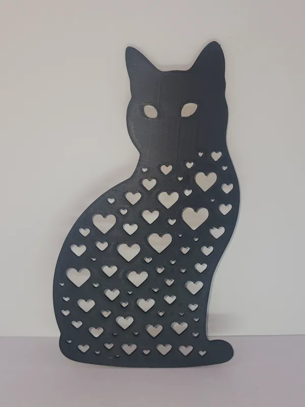 Chat aux coeurs - decoration murale