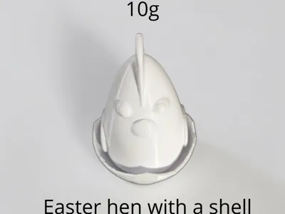 Easter hen with a shell