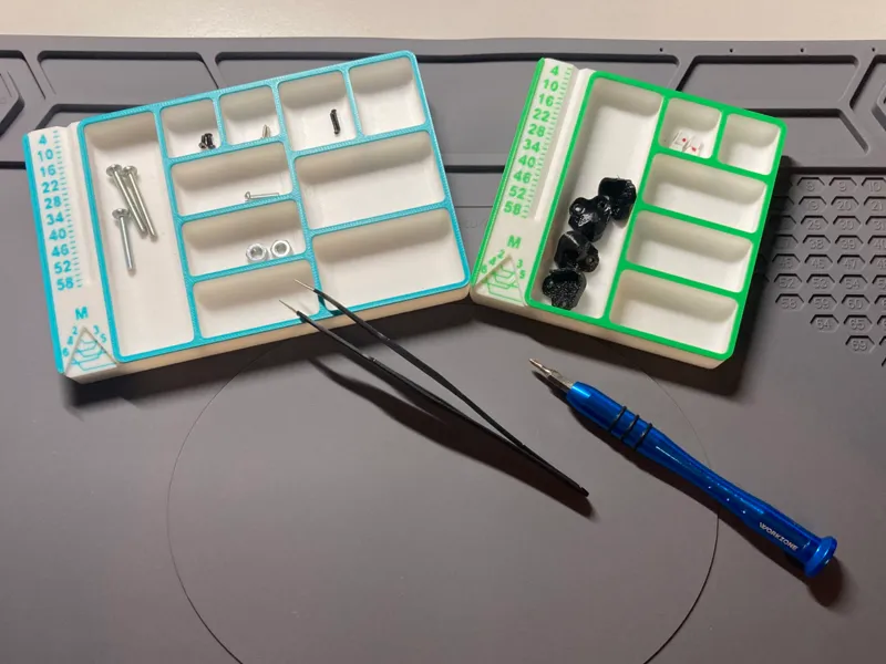 Screw Organizer Tray - with screw measuring tool