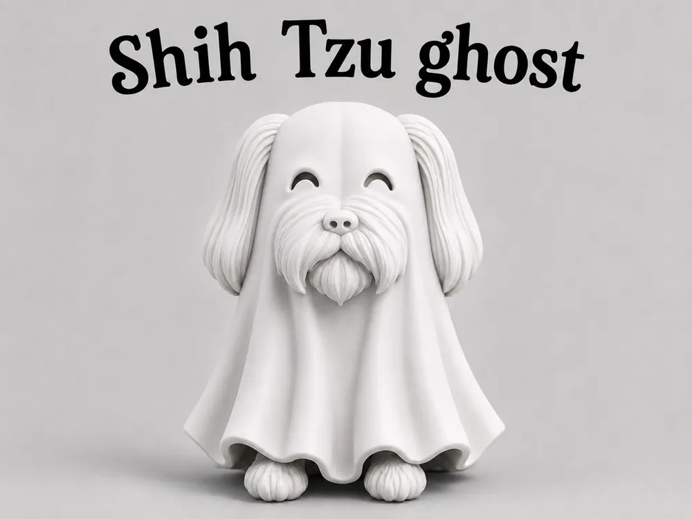 Figura decorativa: Shih Tzu ghost figure. Referencia del modelo original.