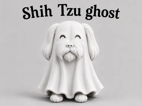 Figura decorativa: Shih Tzu ghost figure — referencia de MakerWorld