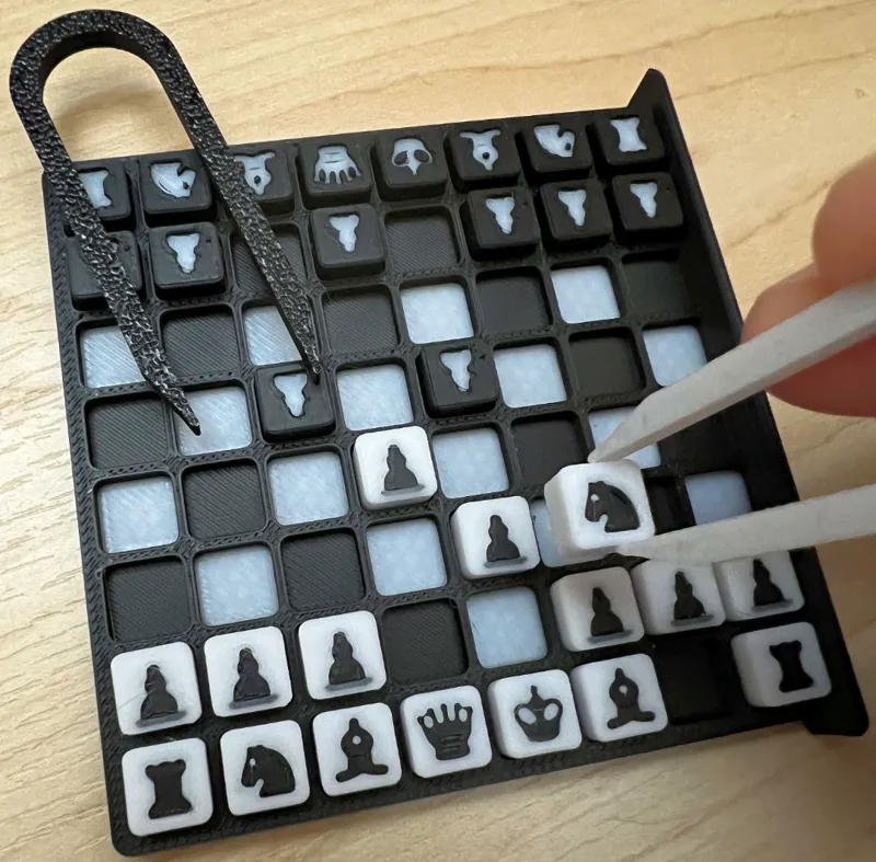 Tweezers for micro travel chess set