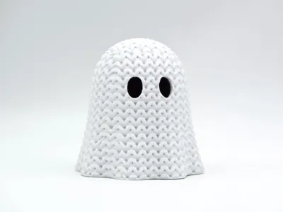 Fantasma de Halloween com textura de tricô