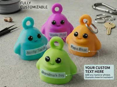 Custom Text Ghost Keychain - Custom Name Tag