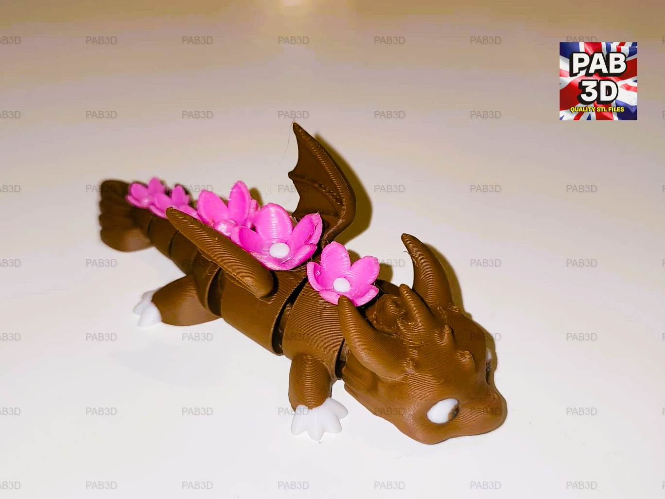 Cute articulated flexi baby dragon cherry blossom