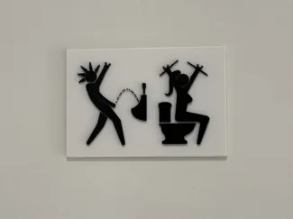 Metalhead bathroom sign