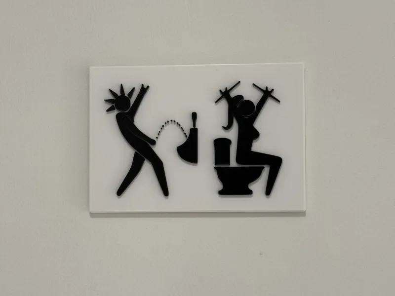 Metalhead bathroom sign
