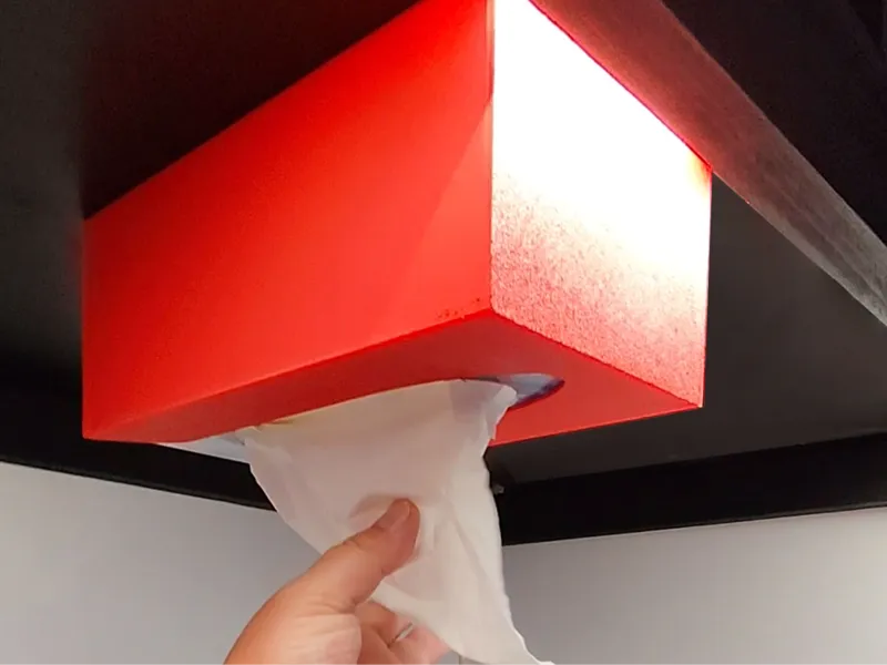 Hanging box for a box of tissues