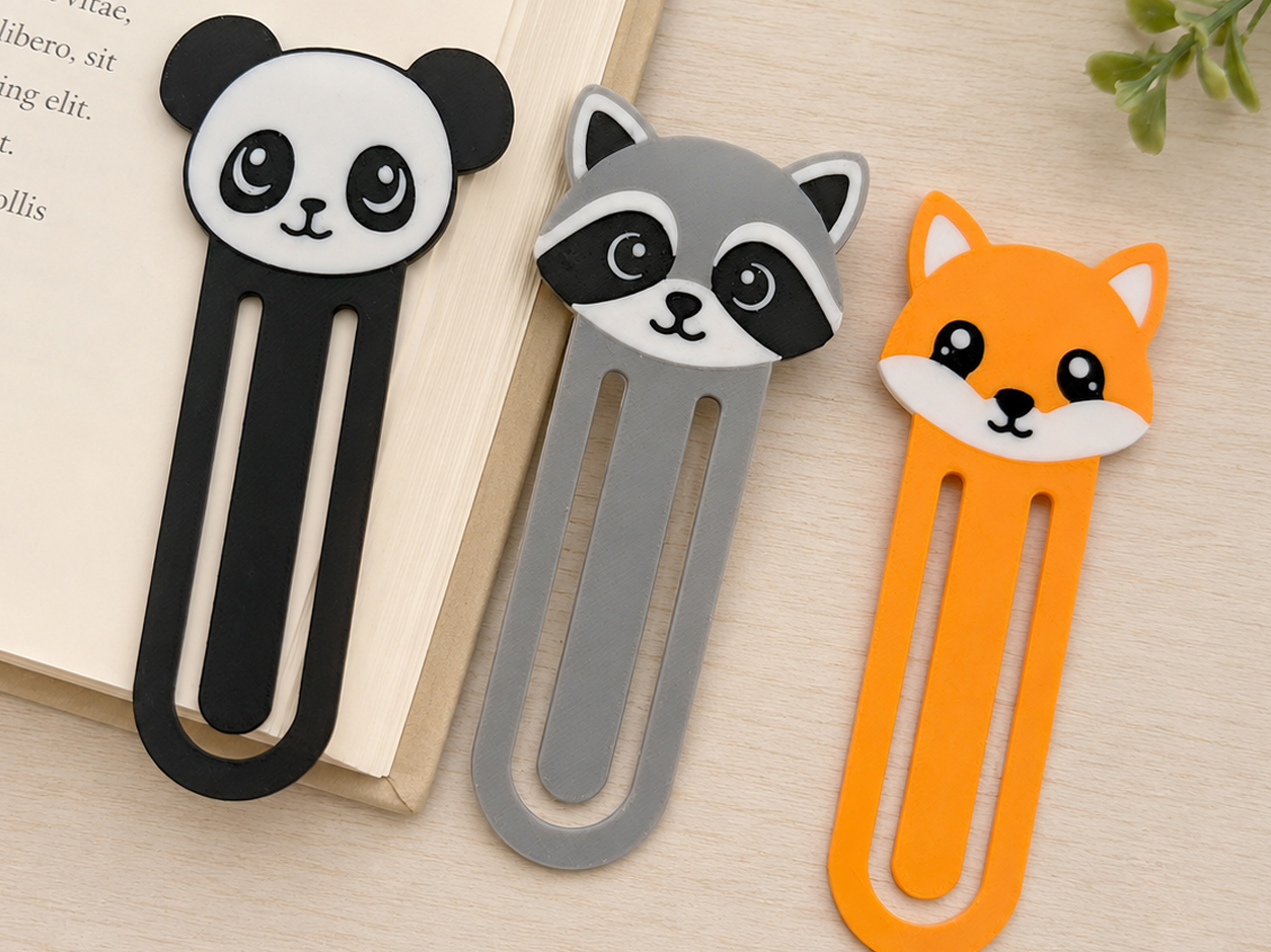 Cute Animal Bookmark Set – Panda, Raccoon & Fox