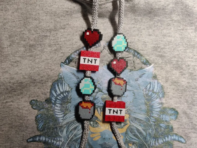 Minecraft Hoodie Drawstring Beads