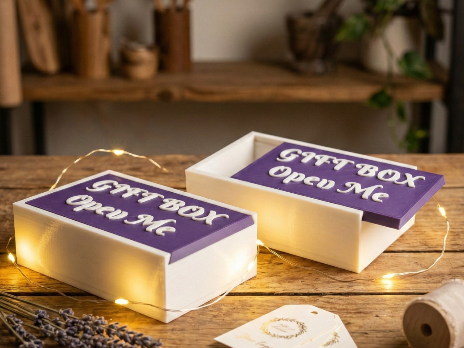 Parametric Sliding lid Box - Custom Text