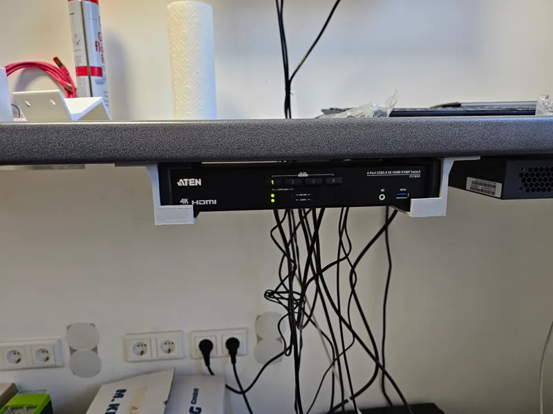 Aten CS1824 KVM Switch Halter für Untertisch Montage+ passende Halter für das Netzteil