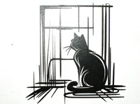 Décoration murale chat à la fenêtre — photo 2