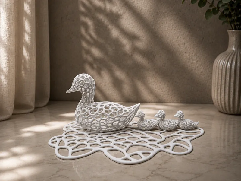 Duck Family in Voronoi Style
