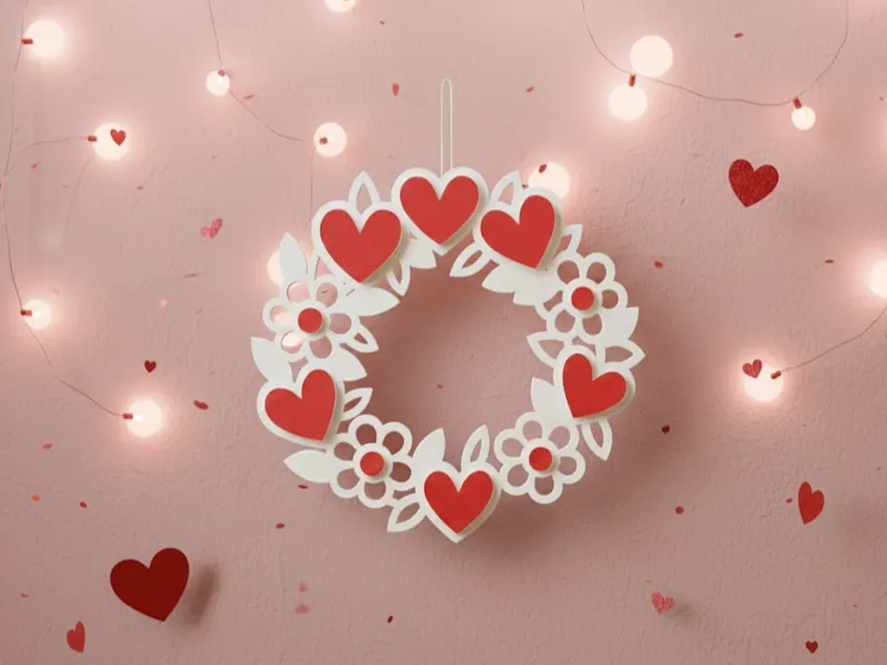 Modern Valentine Heart Wreath Decor