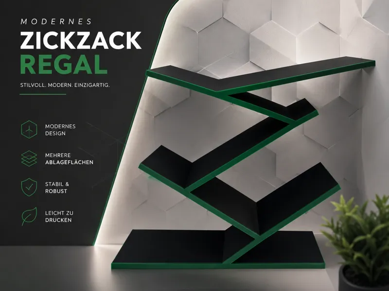 Modernes Zickzack-Wand/Stehregal | Dekoregal