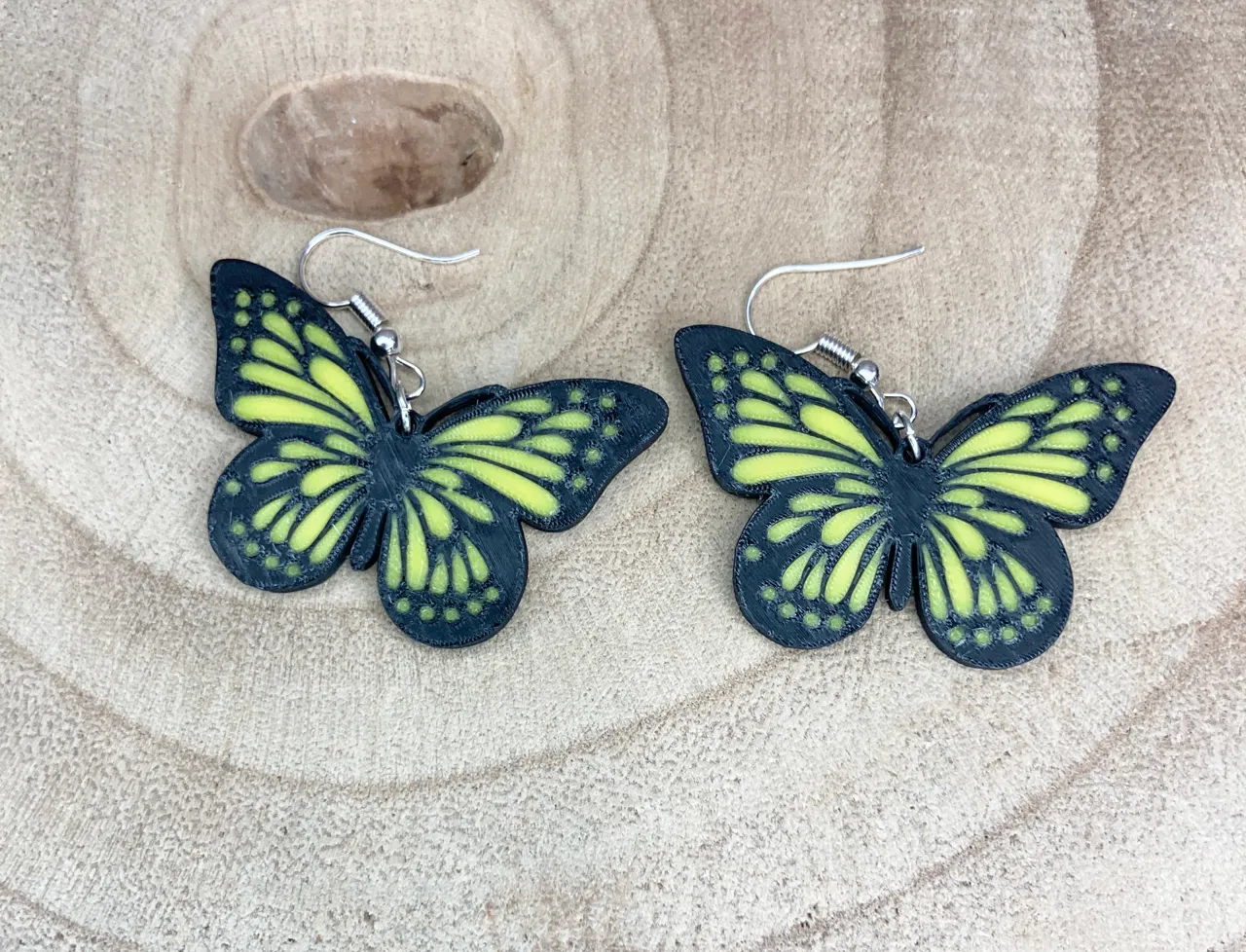 Flying butterfly earrings view 3