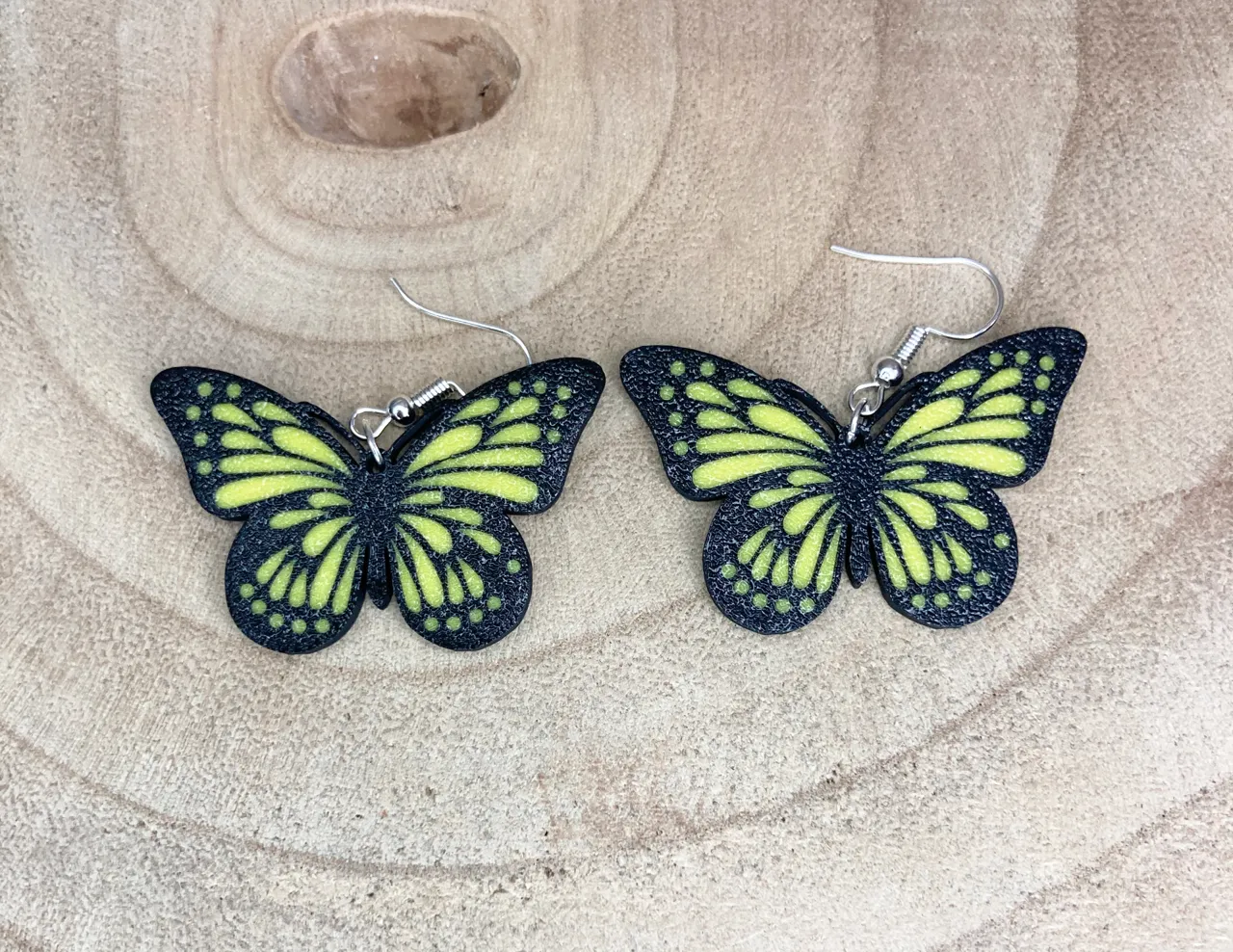 Flying butterfly earrings view 2