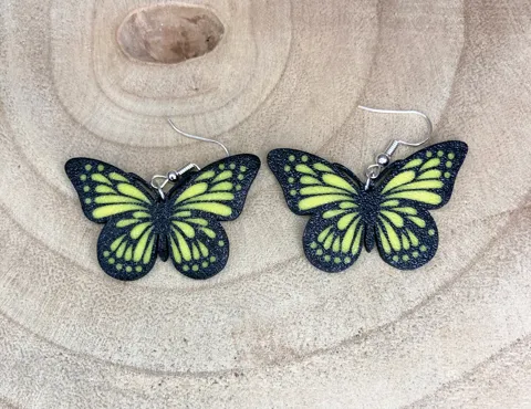 Flying butterfly earrings view 2