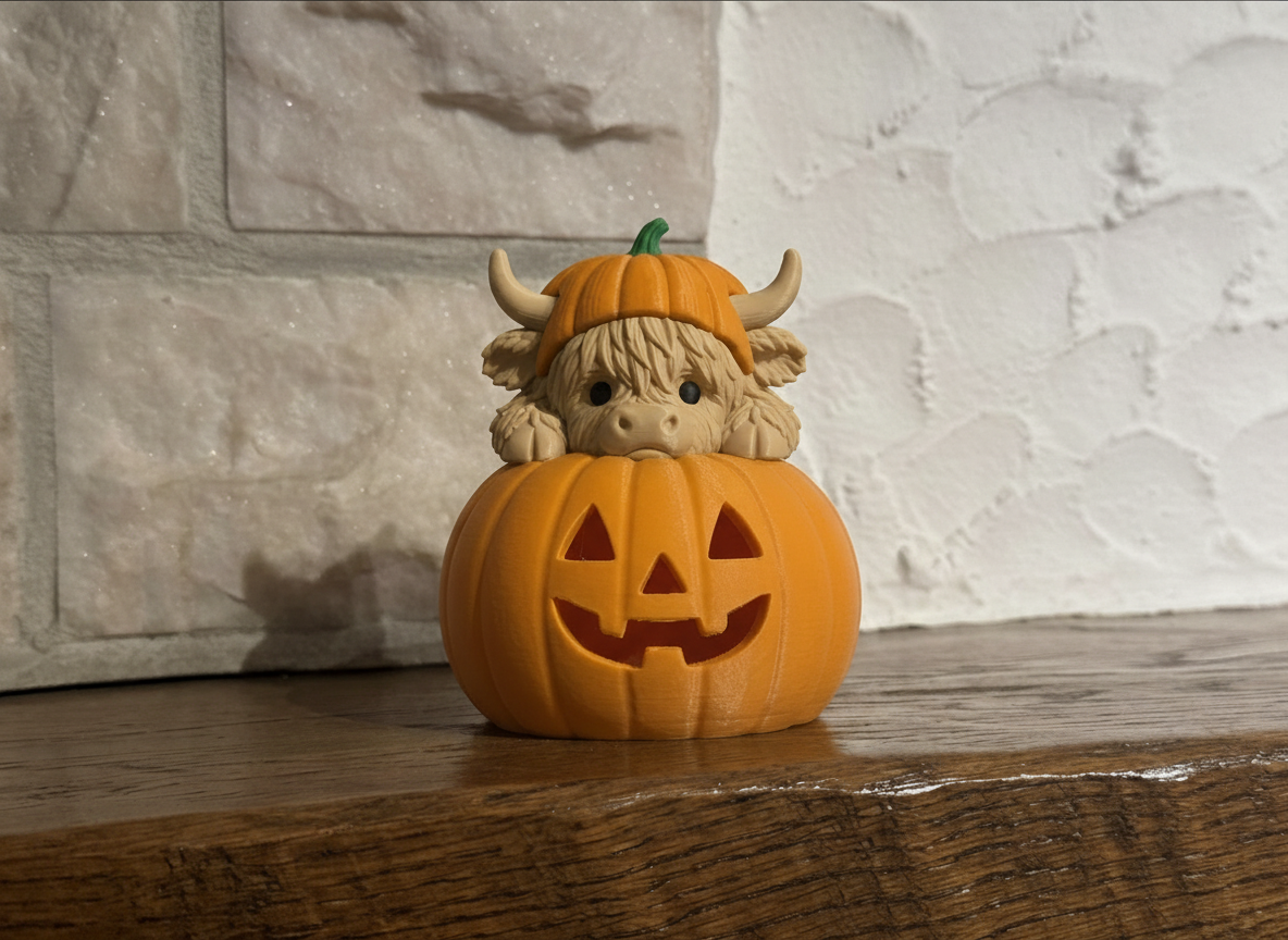 Hihgland Cow GlowPaws Tealight Holder Pumpkin - 1