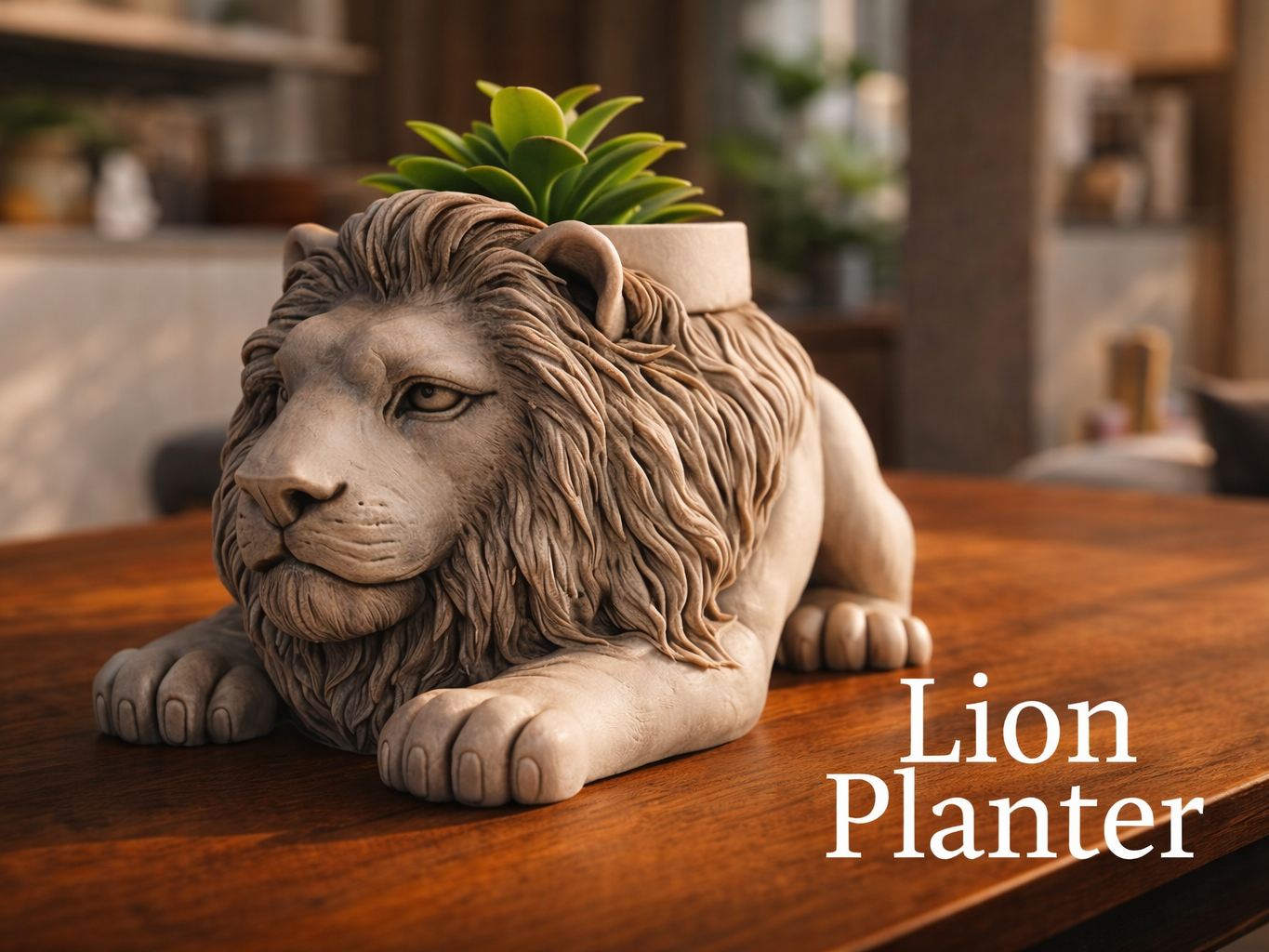 Majestic Lion Planter | Decorative Animal Pot 