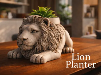 Majestic Lion Planter | Decorative Animal Pot