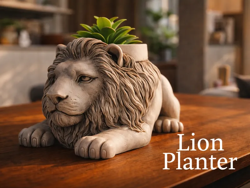 Majestic Lion Planter | Decorative Animal Pot 